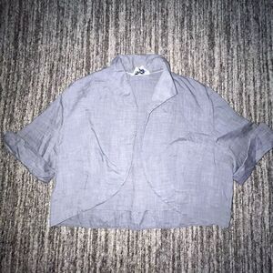 VTG Pam Rogers Juniors Womens Blazer‎ Sz Medium Blue Open Front SS Thin 80s